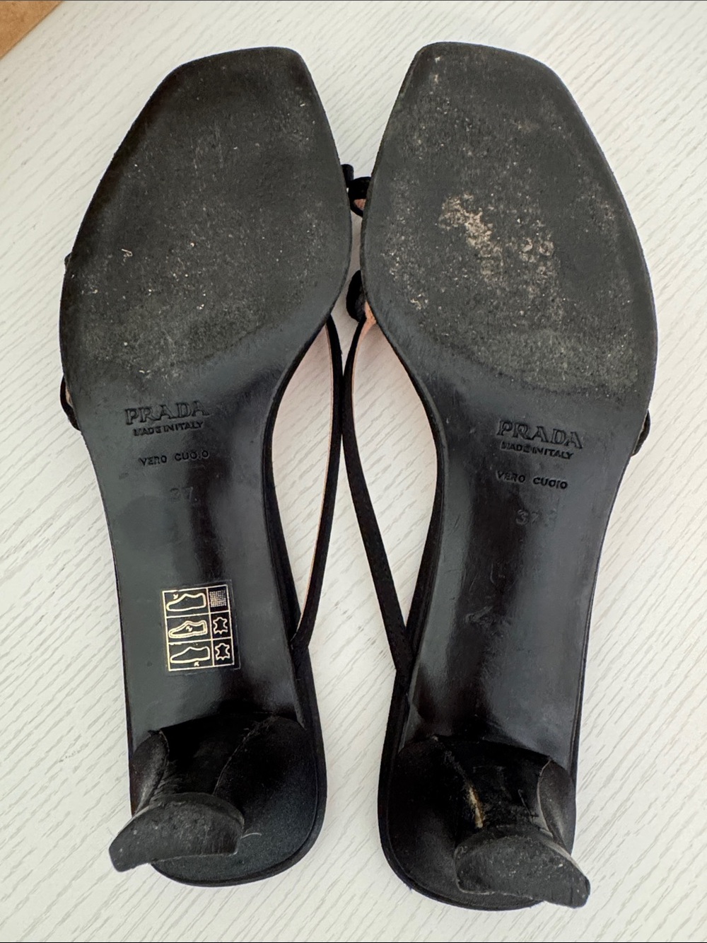 PRADA Vintage Black Silk Rosebud Flower Square Toe Sandal Kitten Heels EU 37 - Picture 8 of 10